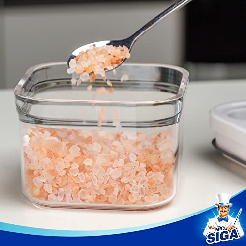 MR.SIGA 4 Pack Airtight Food Storage Container Set, BPA Free Kitchen Pantry Organization Canisters, One-handed Airtight Cereal Snack Candy Storage Containers, 360ml / 12.2oz, Small, White - color: White