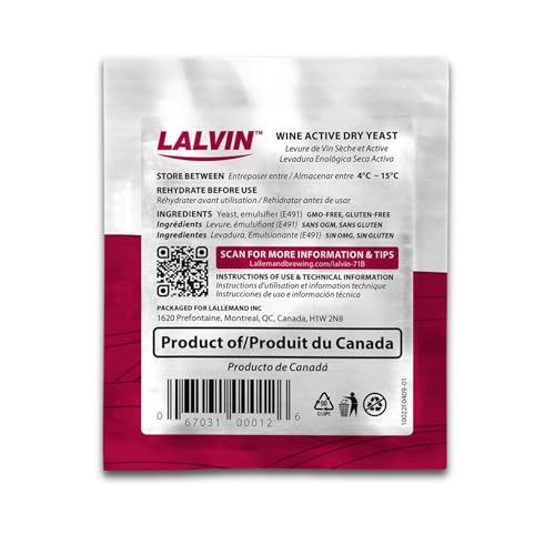 Lalvin K1-V1116 Wine Yeast (10 Pack) - Sold by CAPYBARA Distributors Inc. | Make Wine Cider Mead Kombucha At Home, 5 g Sachets, Saccharomyces cerevisiae