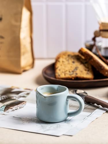 Espresso Cup 3 Oz, Ceramic Espresso Measuring Cup Expresso Shot Cup with Handle, Coffee Bar Accessories, Double Spouts Expresso Cup, Pale Blue - color: C-Pale Blue