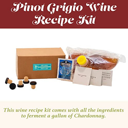 Craft A Brew - Pinot Grigio Wine Recipe Kit - 1 Gallon - Ingredients for Home Brewing Wine - Wine Making Ingredients and Supplies - style: Pinot Grigio