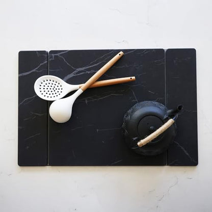 Selegna Stone Drying Mat for Kitchen Counter, Diatomite Stone Dish Drying Mat & Kitchen Sink Mat, Quick-Dry Diatomaceous Earth Counter Mat, Collapsible Tri-Panel Design - color: Charcoal