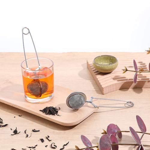 20 Pcs Snap Ball Tea Infuser Strainers, Silver Stainless Steel Fine Mesh Balls with Handle, Reusable Filters for Loose Leaf Tea, Spices and Seasonings