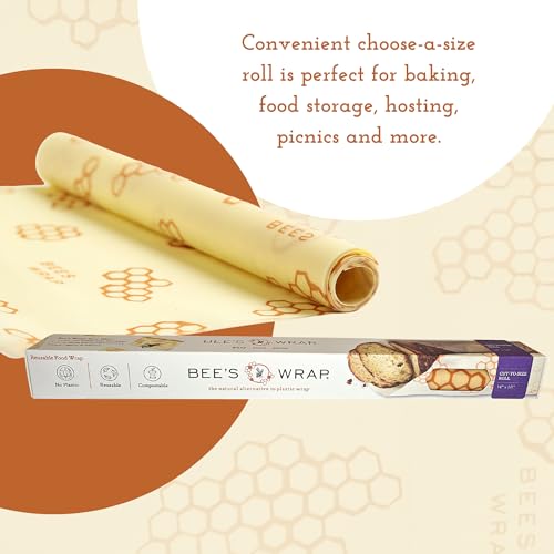 Bee's Wrap Beeswax Wraps for Food - Cut to Size 14x52" Beeswax Wrap Roll - Plastic Free Made in USA Reusable Natural Food Wrap - Honeycomb - style: Honeycomb