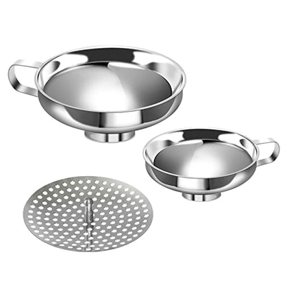 Stainless Steel Canning Funnel Set - Wide Mouth Funnel for Mason Jars, 2 Pack (Small and Large)