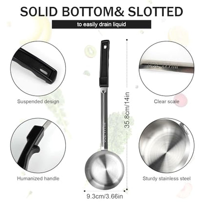 6 Ounce Solid Stainless Steel Portion Control Ladle Spoon -2Pcs Pizza Sauce Serving Spoons Portion Ladle for Sauces, Perfect for Weight Watchers, Buffets, Parties - size: 6 Ounce, style: 2 PCS
