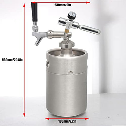 Mini Stainless Steel Beer Keg,Portable Home Dispenser System to Keep Fresh for Home Kitchen Brewing Beer,Keeps Carbonation for Craft Beer Draft and Homebrew,8L - size: 8L