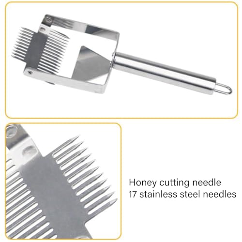 Stainless Steel Honeys Cutting Tool Reverse Hook Uncapping Fork with Ergonomic Handle Bees Hives Scraper Beekeeping Tool