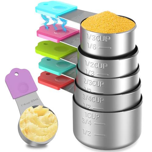 Magnetic Measuring Cups, 6 Stainless Steel Nesting Measuring Cup Set for Measuring Dry or Liquid Ingredients - style: Magnetic-6PCS