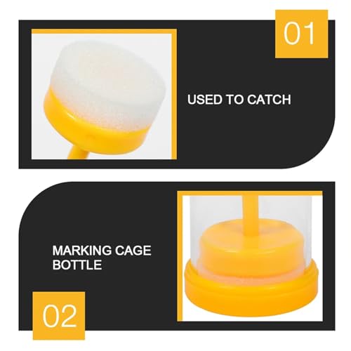 Bee Queen Marking Cage Bottle Box 10pcs Bee Queen Mark Bottle Plastic Marking Cage Yellow Long Plunger Easy Use Beekeeping Equipment Beekeeper Tools Queen Marker Cage