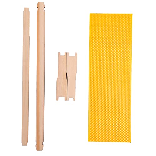 Medium Super Beehive Frames with Wax Foundations, 10 Pack Honey Bee Frames with 100% Beeswax Coated Food Grade Foundation Sheets, 6-1/4-Inch (Yellow) - color: Yellow Foundatiom, size: 10 Count (Pack of 1)