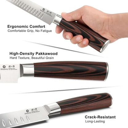 imarku Brisket Knife, 12 Inch Ultra Sharp Carving Slicing Knife for Brisket, BBQ, Turkey, Ham, Ribs, and Roast Beef, Japanese High Carbon Stainless Steel Blade, Ergonomic Pakkawood Handle, Gift Box - color: Black Brown Handle