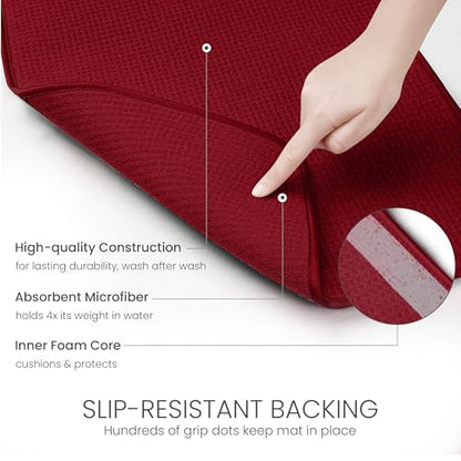 Bellemain XL Dish Mat 24" x 17" ( LARGEST MAT ) Microfiber Dish Drying Mat , Super absorbent ( Red ) - color: Red, size: 17" x 24"