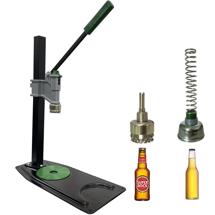Manual Bottle Capper Tool Multifunctional detachable 26mm side puller capping head,Heavy Duty Strong Metal Easy Action Bench Bottle Capper, Adjustable Height Beer Bottle Capping for Home Brewing