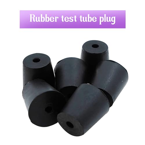 6Pcs Solid Rubber Stopper Bungs with Hole 18mm to 24mm Solid Test Tubes Bungs Stopper for Flask, Plug Holes and Test Tube(Black) - size: 18mm to 24mm