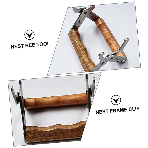 1pc Bee Hive Frame Holder Bee Wooden Handle Comfortable to Hold Spleen Lifter Clip for Beekeeping