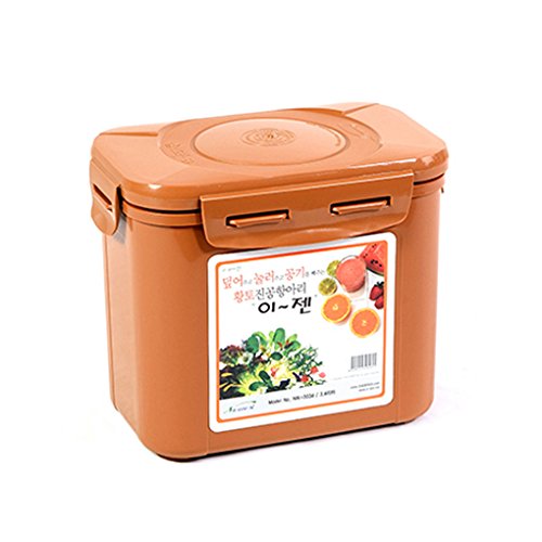 e-jen Premium Kimchi, Sauerkraut Container Probiotic Fermentation with Inner Vacuum Lid (Earthenware Brown, 0.9 gal/ 3.4L) - color: Earthenware Brown, size: 0.9 gal