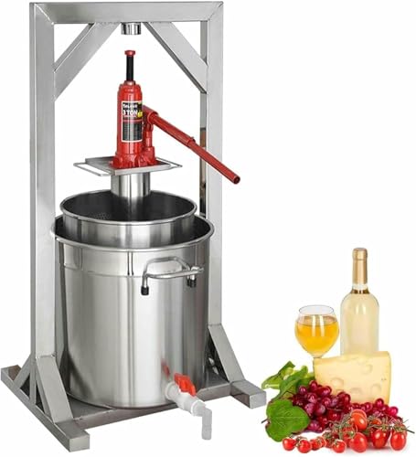 Fruit Wine Press, Stainless Steel Spindle Press with Hydraulic Jack, Press Grape Wine Making Supplies and Equipment, for Outdoor, Kitchen, and Home, 12L~/ - size: 12L