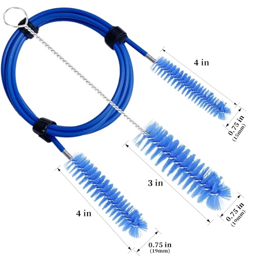 Thickened CPAP Hose Cleaner Brush Kit – Anti-Bending Dual-Ended Long Brush with Protective Sleeve, Mask Brush, Drip-Dry Hook, Fits 15-22mm Tubes, Complete CPAP Cleaning Supplies - color: Blue