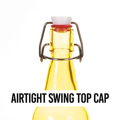 Cocktailor Glass Grolsch Beer Bottles (6-pack, 16.9 oz./500 mL) Airtight Seal with Swing Top/Flip Top Stoppers - Home Brewing Supplies, Fermenting of Alcohol, Kombucha Tea, Wine, Soda - Yellow