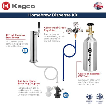 Kegco HBK309S-1 Keg Dispenser, Stainless Steel - color: Stainless Steel, size: 1 Tap
