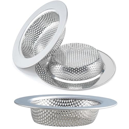 Honmein 3 Pcs Sink Strainer for Most Kitchen Sink Drain Basket, Upgraded Double-Layer Safe Design Kitchen Sink Strainer (Outer Diameter 4.5 Inch) - color: Silver(3 Pcs)