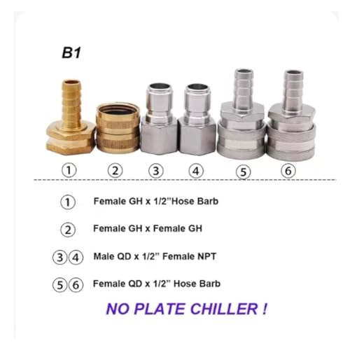 20/30/60 Plates Heat Exchanger Wort Chiller Cooler SUS 304 Stainless Steel For wort Cooling(1/2NPT+3/4GH Adapter Kit) - size: 1/2NPT+3/4GH Adapter Kit