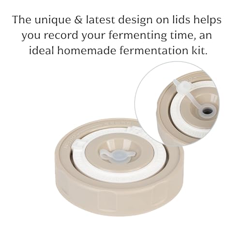 4 Pack Fermentation Kit for Wide Mason Jars, Masontops Fermentation Sauerkraut Pickling Kit with 4 Glass Fermentation Weights, 4 Fermenting Lids with Time Recorder & Airlocks (Jars Not Included)