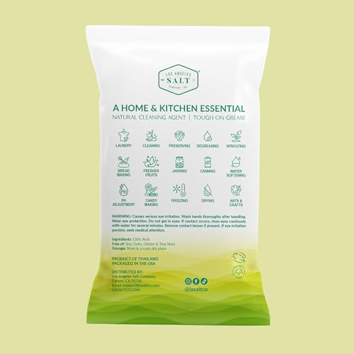 LA SALT CO Citric Acid 50 Pounds, 100% Pure Food Grade, USP, Kosher, Non-GMO, Fragrance Free - size: 800 Ounce (Pack of 1)