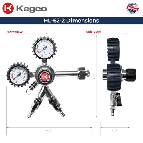 Kegco Premium Commercial Grade Dual Gauge Two Product CO2 Draft Beer Regulator