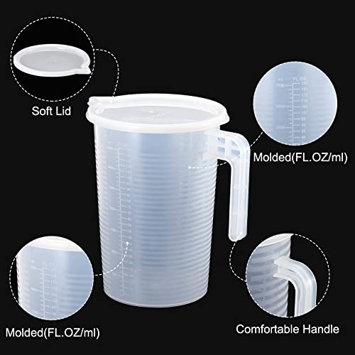 PATIKIL Graduated Beaker, 3500ml PP Plastic Liquid Measuring Cup Double Sided Graduations with Handle Lid and Spout for Lab Kitchen Home - size: 3500ml