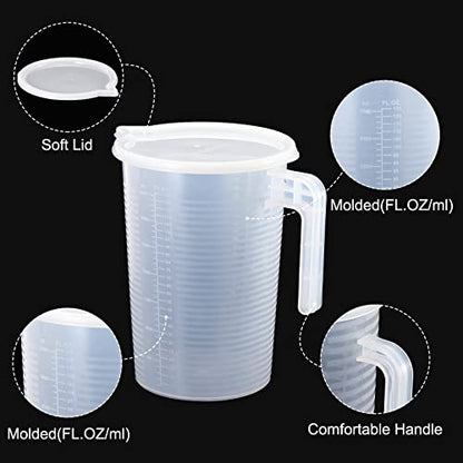 PATIKIL Graduated Beaker, 3500ml PP Plastic Liquid Measuring Cup Double Sided Graduations with Handle Lid and Spout for Lab Kitchen Home - size: 3500ml