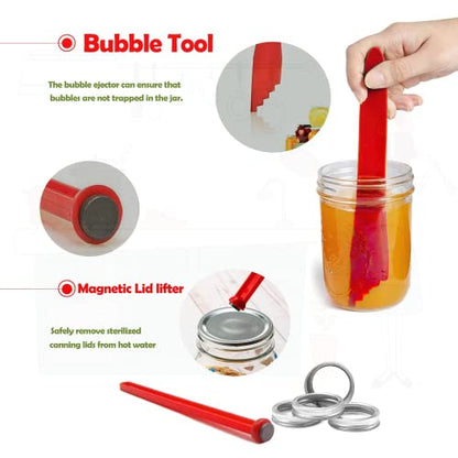 Canning Supplies Kit - 9 Piece 430 Stainless Steel : Rack,Funnel,Jar Lifter,Jar Wrench,Lid Lifter,Tongs,Spoon,Cleaning Brush/Bubble Remover Tool.Suitable for all beginners and professionals