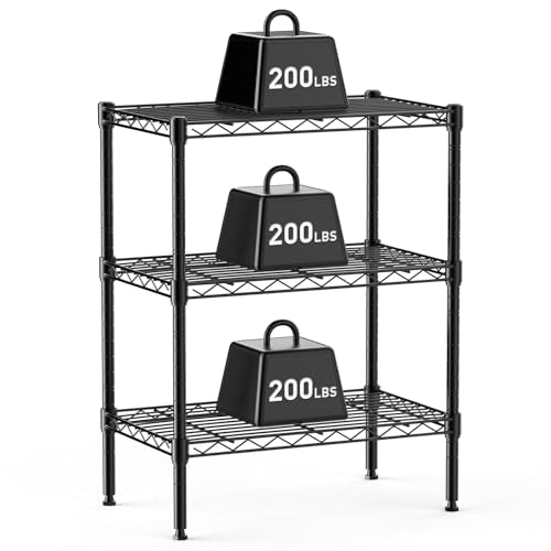 DUMOS 3-Tier Metal Wire Storage Shelves, Adjustable Standing Storage Rack Shelf, Heavy Duty Steel Shelving Unit Organizers for Kitchen Bathroom Pantry Garage, 23.2" Wx13.4 Dx30.3 H, Black - color: Black, size: 3 Tier-23.2"Wx13.4"Dx30.3"H