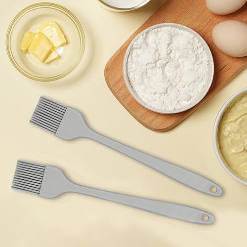 2 Pack 8-Inch Silicone Basting Brush, Heat-Resistant Pastry Brush for Spreading Oil, Butter, Sauce, and Marinades – Ideal for BBQ, Baking, and Cooking, Dishwasher Safe (Grey) - color: Gray