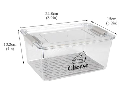 Cheese Holder Food Storage, Airtight Cheese Storage Box with Lid- Non Toxic, Lunch Meat Storage Sandwich Ham Cheeses Salami Sliced Turkey for Refrigerator to Keep Food Fresh,Clear-1Pack