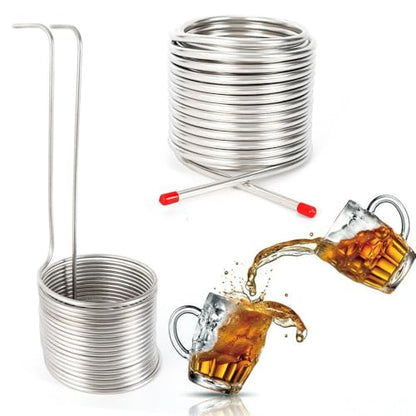 304 Stainless Steel Cooling Coil Pipe, Immersion Wort Chiller Coil Homebrew, Efficient Cooling, 0.31inch Diameter, Homebrew Wort Chiller with Pipe Caps for 12.7Qt Beer Holding Tanks - color: 304 Stainless Steel