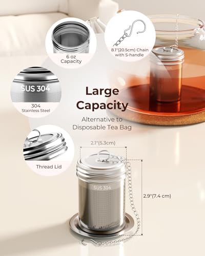 2 Pack Reinmoson Large Tea Infuser for Loose Tea & Spice Ball for Cooking | 2.1” x 2.9” Extra Fine Mesh Large Tea Strainers, 304 Stainless Steel Loose Leaf Tea Steeper for Black Tea, Rooibos, etc - size: Large