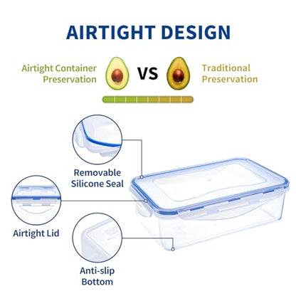 KIGI Food Storage Containers with 4-Sided Locking Airtight Lids, Leak-Proof & Stackable, Ideal for Meal Prep, Lunch & Leftovers, Microwave Safe, BPA-Free Plastic (6.8 Cup, 6-Piece) - size: 6.8 cup (6-Piece)