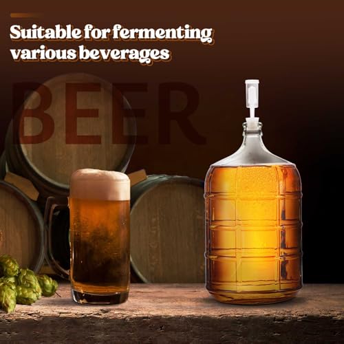 Suzile 2 Pieces 3 Gallon Glass Carboy with Drilled Silicone Stoppers and Airlock Fermenting Carboy Clear Beer Carboy Glass Wine Fermenter for Beer Wine Making Equipment - size: 3 Gallon