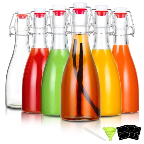 YEBODA (6 Pack-12oz Swing Top Bottles -Glass Beer Bottle with Airtight Rubber Seal Flip Caps for Home Brewing Kombucha,Beverages,Oil,Vinegar,Water,Soda,Kefir