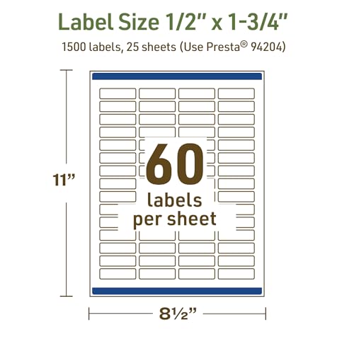Avery Dissolvable Rectangle Labels, Sure Feed Technology, 0.5" x 1.75", Matte White, Print-to-The-Edge, Laser/Inkjet Printable, 1500 Labels Total - style: 1,500 labels