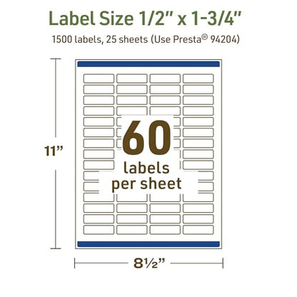 Avery Dissolvable Rectangle Labels, Sure Feed Technology, 0.5" x 1.75", Matte White, Print-to-The-Edge, Laser/Inkjet Printable, 1500 Labels Total - style: 1,500 labels