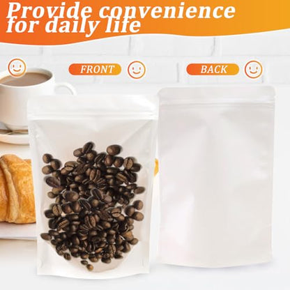 100 PCS Resealable Packaging Bags for Small Business，Kraft Bags With Window Clear Fornt Heat Seal Sealable 5.9"X8.7"Paper Zipper Stand Up Pouches Nut Bag Coffee Cookie Herb Food Bakery Storage - size: 5.9X8.7 INCH