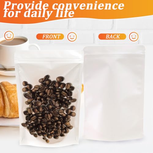 100 PCS Resealable Packaging Bags for Small Business，Kraft Bags With Window Clear Fornt Heat Seal Sealable 5.5"X7.9"Paper Zipper Stand Up Pouches Nut Bag Coffee Cookie Herb Food Bakery Storage - size: 5.5X7.9 INCH