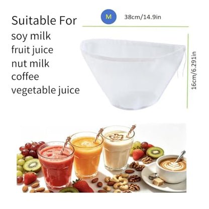 6PCS Reusable Nylon Cheesecloth Bags for Straining, Ultra Fine Mesh Nut Milk Filter Bags for Soy Milk, Juice, Oat Milk, Celery Juice, Vegetables & Dumpling Fillings (M)