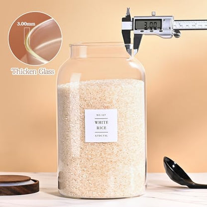 2 PCS Large Glass Jar with Airtight Lid, Glass Food Storage Jars for Tea,Spice,Cereal, Egg,Flour,Coffee and More(70 FL OZ/2000 ml) (94oz*1) - size: 94oz*1
