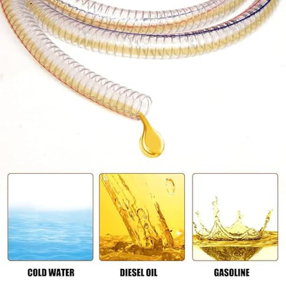 2PCS 8.2FT 1" Heavy Duty Gas Siphon Hose, Self-Priming Fuel Transfer Pump | Jiggler Siphon with Brass Valve & Metal Clamp, Transfer Hose for Gasoline, Fish Tank Water Changes, Boats, ATVs & Tractors - size: 1"ID x 2Pcs