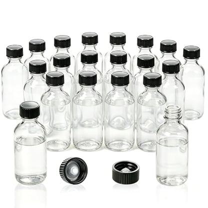 18 Pack 4oz Clear Glass Bottles with Lids, 120ml Boston Shot Bottles for Personal Care & Beauty Travel, Industrial Lab, Sample, Essential Oils, Potion, Juice, Whiskey, Spice - color: Clear, size: 4oz-18P