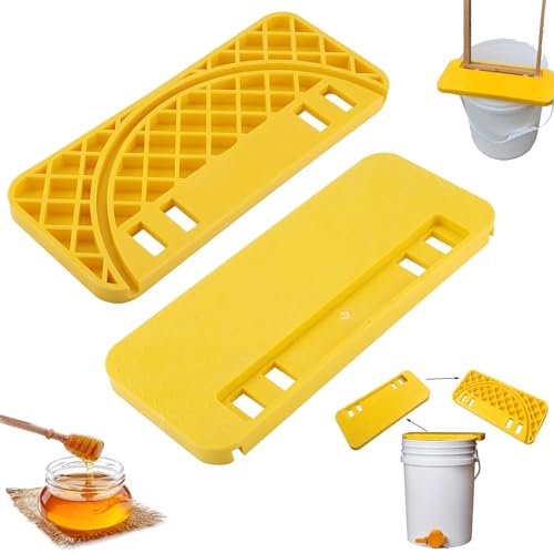 Honey Uncapping Tank Holder, Honey Harvesting Tools, Easy Clean Honey Extractor Tank Bucket Scraper for Beekeeping Hive Frames Cleaning, Fit All 5 or 6 Gallon Bucket