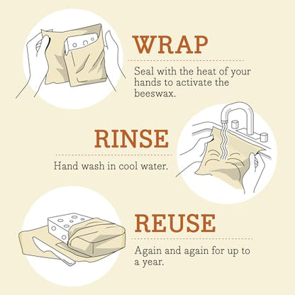 Bee's Wrap Beeswax Wraps for Food - 3 Pack of Assorted Beeswax Wraps - Small, Medium & Large Wrap - Plastic Free Made in USA Reusable Natural Food Wrap - Garden Party Print - style: 3 Pack (Garden Party)